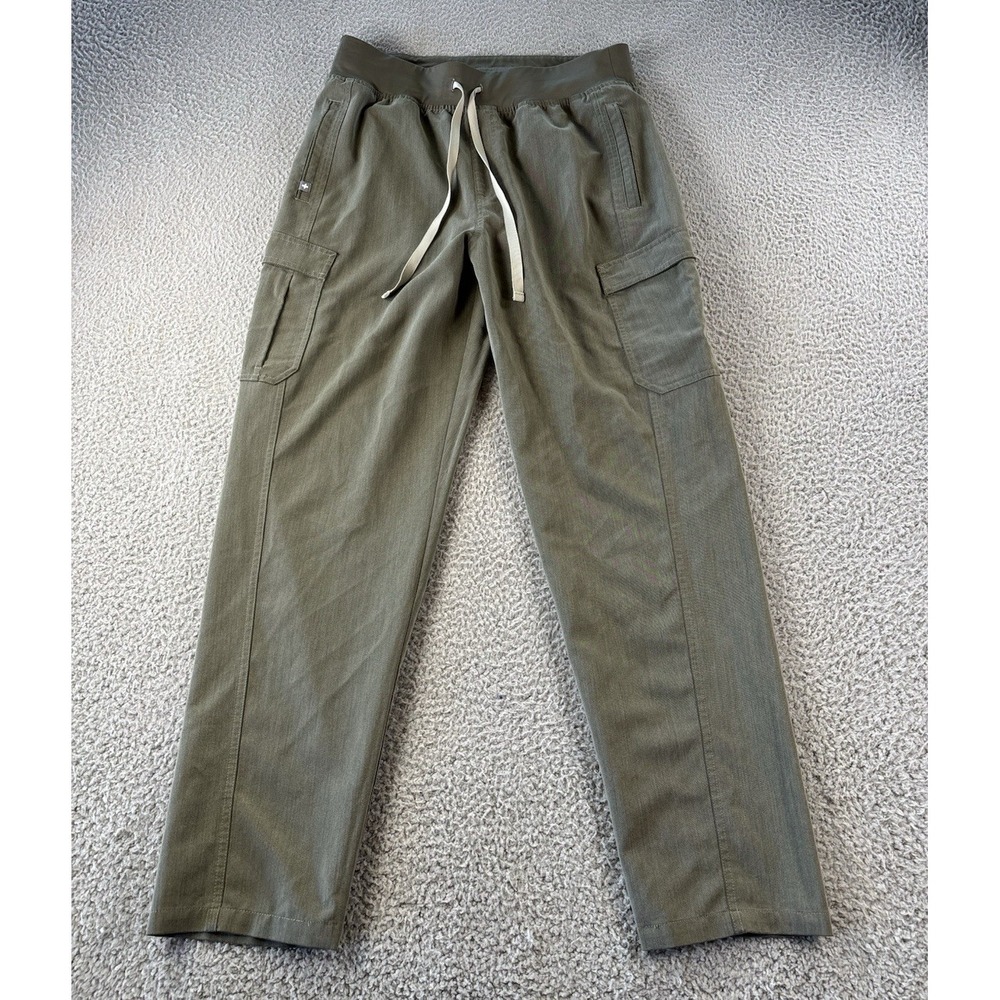 Figs Ukwala Scrub Pants Womens Large High Waist Cargo Olive Green